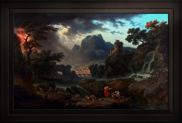 A Mountain Landscape with an Approaching Storm by Claude Joseph Vernet Fine Art Old Masters Reproduction by xzendor7